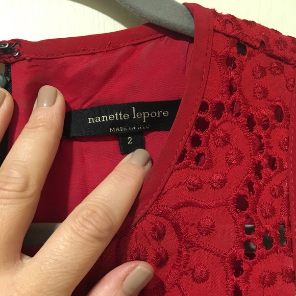 Nanette Lepore Red Eyelet Lace Dress - Picture 4 of 8